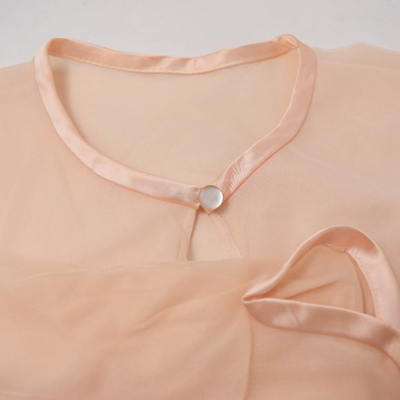 Vanity Fair Robe 2 Layer Peignoir 38 Chiffon Peach Vintage 1950s Hollywood Glam - Picture 7 of 14